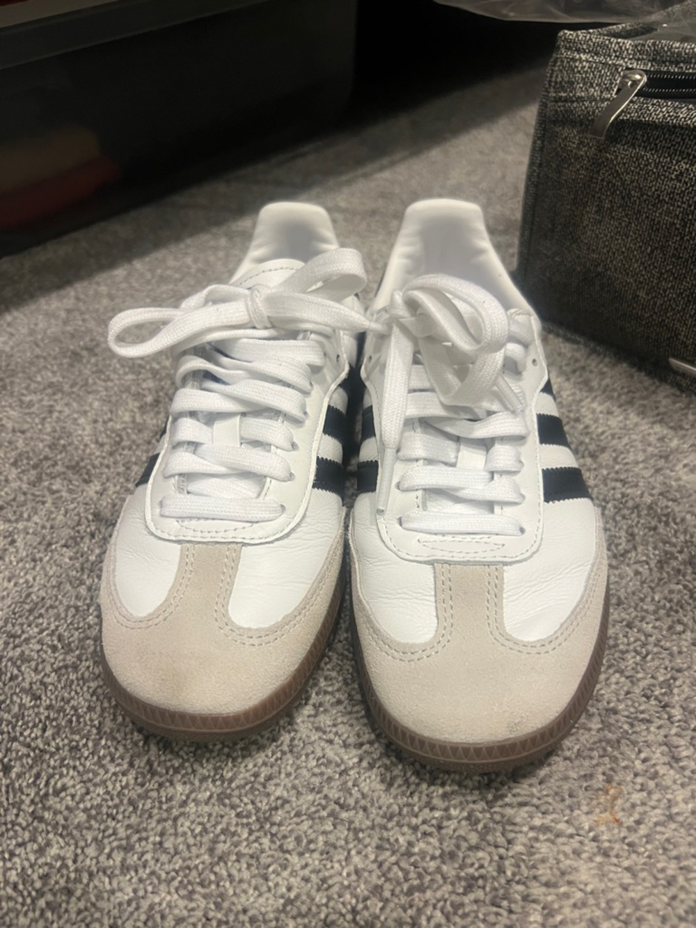 adidas White Black Gum Samba Leather Sneakers, worn once - Picture 4 of 6